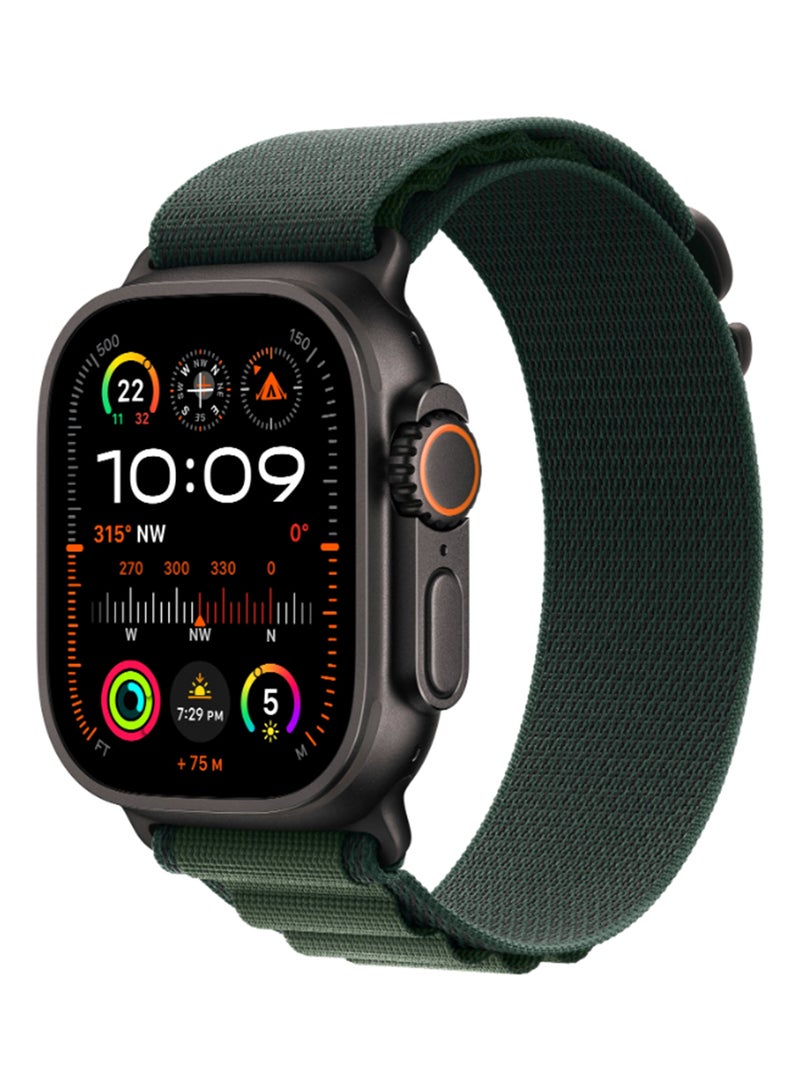 Watch Ultra 2 (2024) GPS + Cellular 49mm Black Titanium Case With Dark Green Alpine Loop - Small