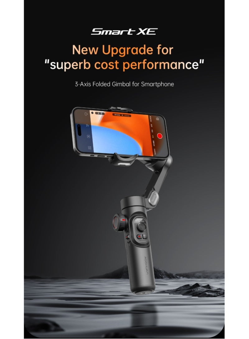 AOCHUAN XE Phone Gimbal Stabilizer 3-Axis Smartphone Foldable Gimbal for iPhone Gimble with Focus Wheel TikTok YouTube Vlog Stabilizer for iPhone 15 14 13 12 Pro Max & Android - Smart XE