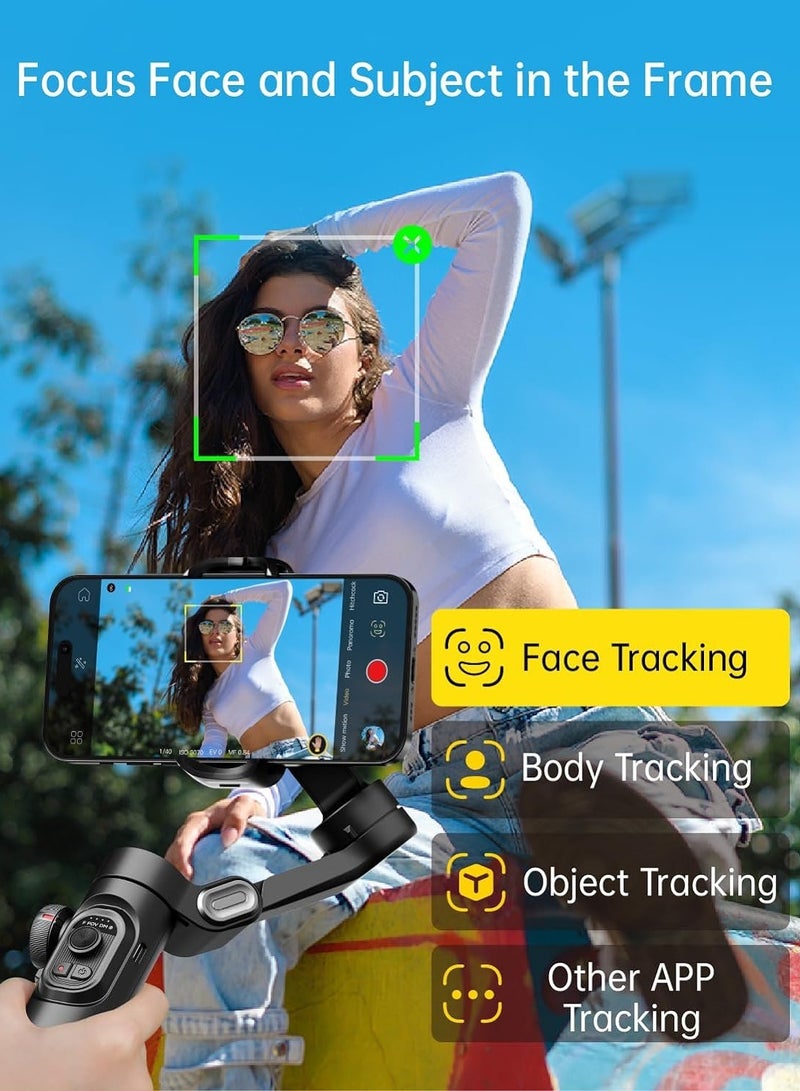 AOCHUAN XE Phone Gimbal Stabilizer 3-Axis Smartphone Foldable Gimbal for iPhone Gimble with Focus Wheel TikTok YouTube Vlog Stabilizer for iPhone 15 14 13 12 Pro Max & Android - Smart XE