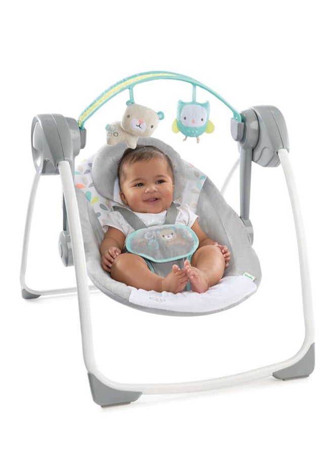 Comfort 2 Go Compact Portable 6-Speed Cushioned Baby Swing With Music, Folds Easy, 0 - 9 Months, 6-20 Lbs (Fanciful Forest)