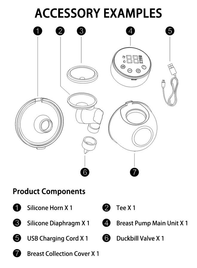 Wearable Electric Breast Pump With 3 Modes And LCD Display, Pink