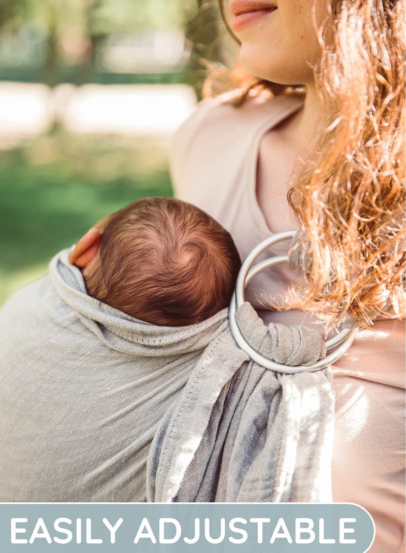 Cotton Muslin Baby Carrier Wrap, Ring Sling and Sling for Infants, Newborn and Toddler - Versatile Grey Front and Chest Carrier for Comfortable Babywearing.