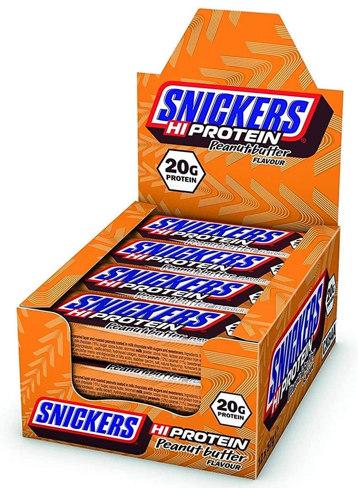 Snickers Hi Protein Bar Peanut Butter, 57 g Pack of 12