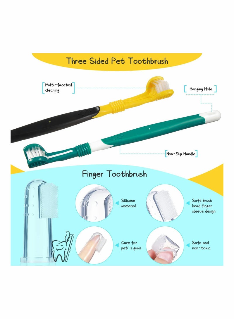 7 Pieces Dog Teeth Cleaning Kit Includes Dental Tooth Scaler and Scraper Stainless Steel Tarter Remover 3 Head Toothbrush Silicone Finger Plaque Tools