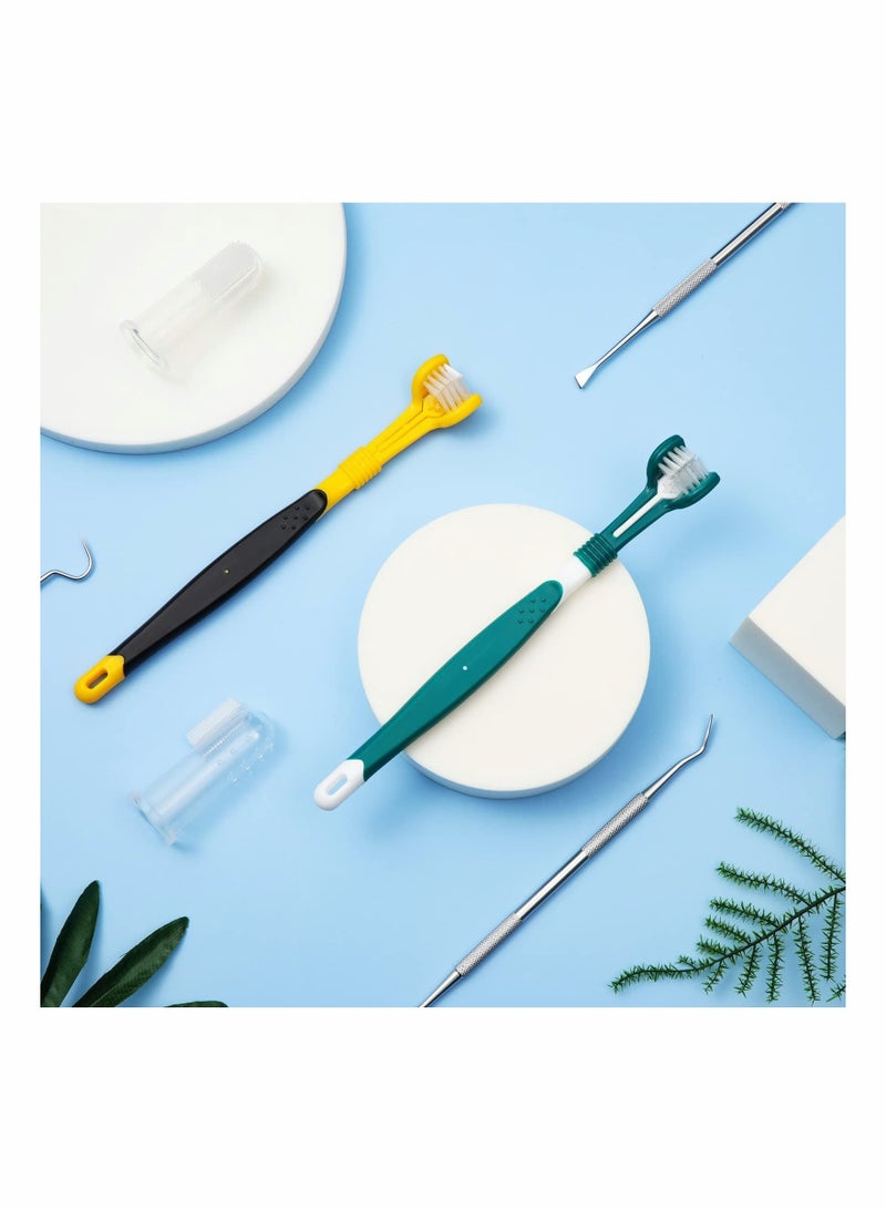 7 Pieces Dog Teeth Cleaning Kit Includes Dental Tooth Scaler and Scraper Stainless Steel Tarter Remover 3 Head Toothbrush Silicone Finger Plaque Tools