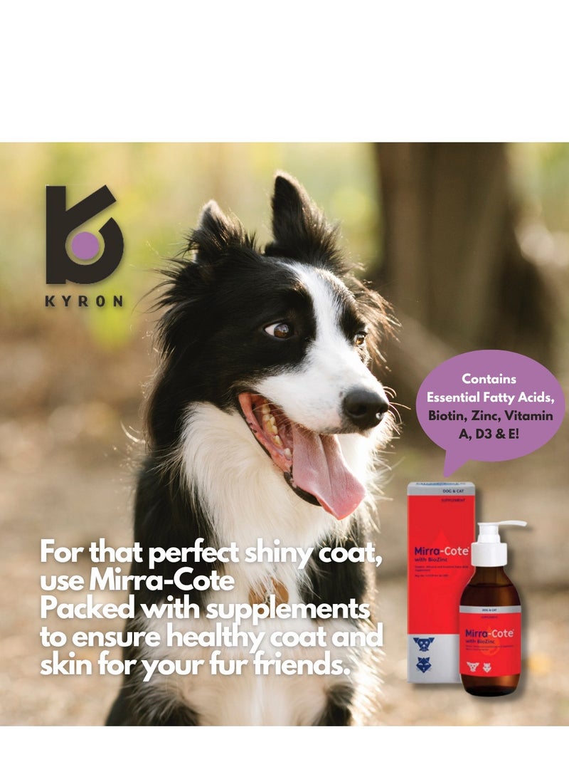 Kyron Mirra-Cotte with Biozinc Dietary Supplement For Dogs and Cats 200ml glass bottle with a pump (the handy pump that administers accurate dosages, in turn minimizing wastage)