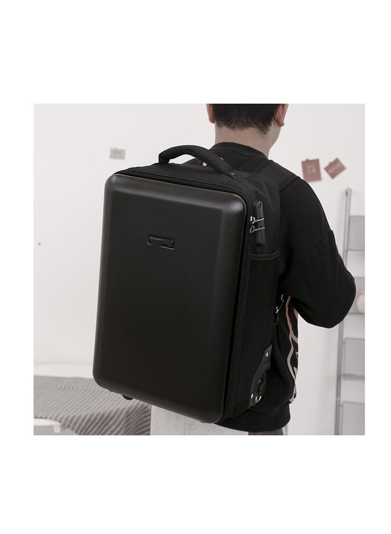 2-1 Hardshell Suitcase Backpack Travel Trolley Case with Shoulder Straps Boys Girls Carry On Luggage Rolling Backpack with Coded Lock Hardside School Bag with Wheel for Kids College Students Teenagers