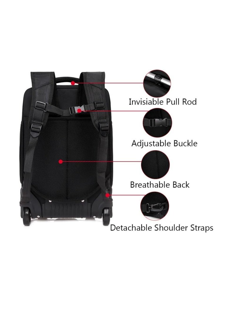 2-1 Hardshell Suitcase Backpack Travel Trolley Case with Shoulder Straps Boys Girls Carry On Luggage Rolling Backpack with Coded Lock Hardside School Bag with Wheel for Kids College Students Teenagers