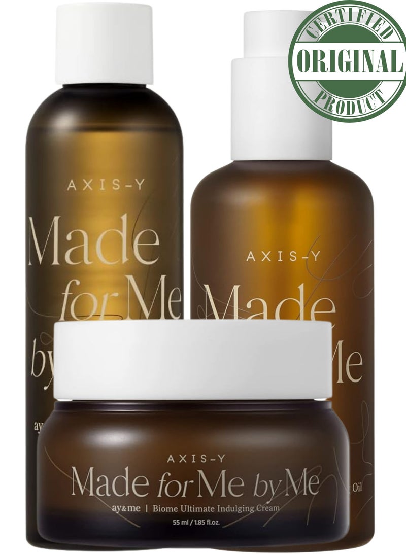 Axis-Y Made for Me by Me Indulging Cream – 55 ml, Cleansing Oil – 200 ml, & Infused Toner – 200 ml Pack | Complete Skincare Routine for Hydration and Radiance