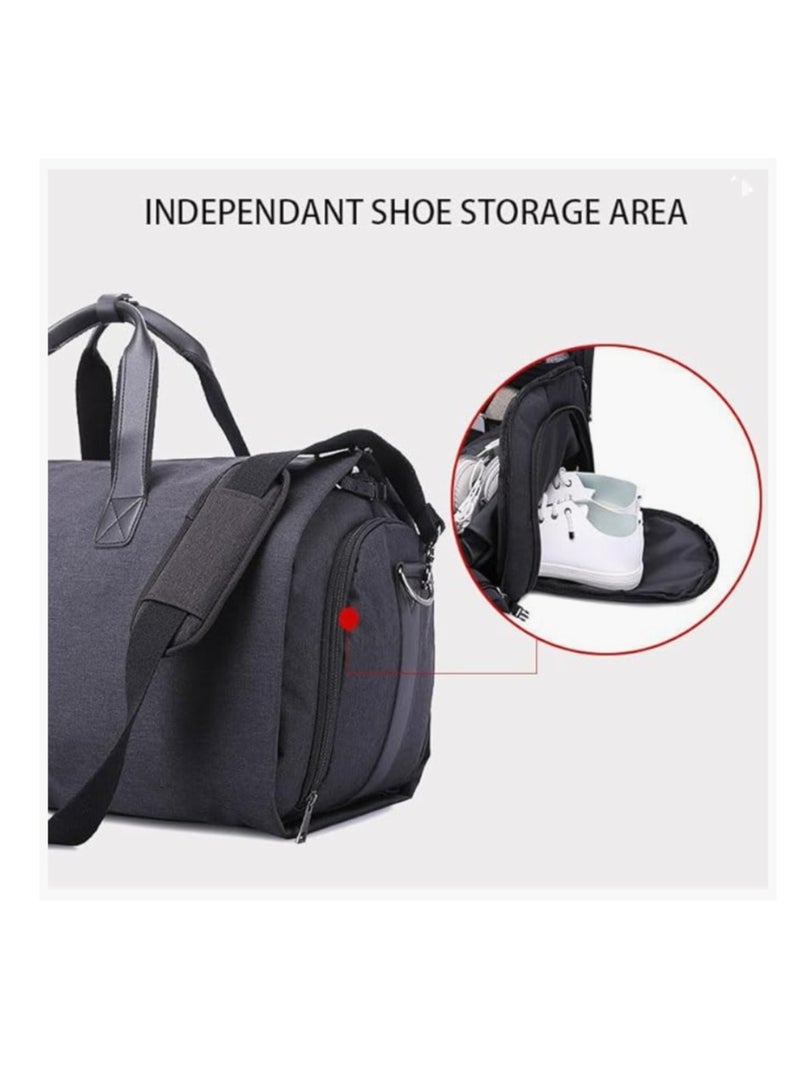 Garment Bag Travel Duffle Bag with Shoulder Strap for Garment Convertible Suit Travel Bag for Men Women Large Crossbody Bag with Garment Cover & Shoe Pouch Foldable Carry On Garment Handbag