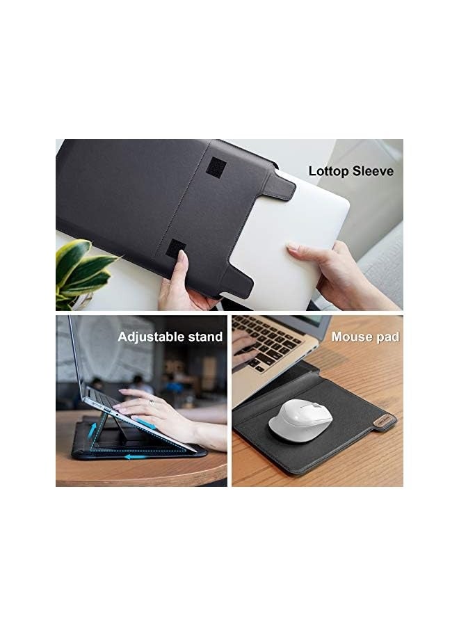 13 Inch Laptop Sleeve Laptop Case with Stand Function, Computer Shockproof Bag with Mouse Pad Compatible with 13 Inch MacBook Pro/Air, Surface Book 13.5 Inch 12.9 Inch New iPad Pro (Black)