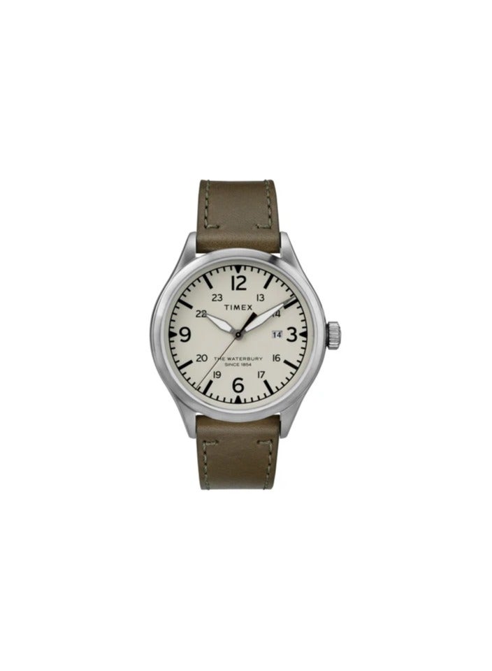 Timex Stainless Steel Analog Men's Watch With Green Leather Band TW2R71100