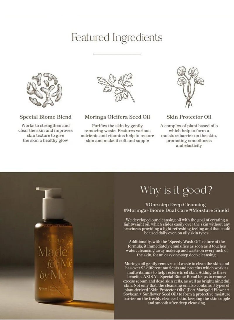 AxisY Made for Me by Me Biome Resetting Cleansing Oil – 200 ml | Gentle, Hydrating Cleansing Oil with Biome Technology for a Fresh Start