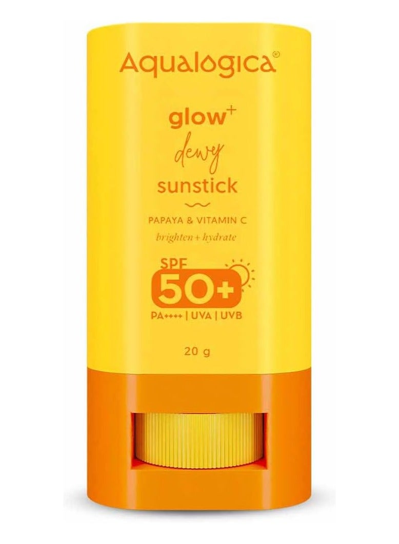 Aqualogica Glow+ Dewy Lightweight & Hydrating Sunscreen Sunstick with SPF 50+ & PA++++ - For Normal, Dry & Combination Skin of Women & Men -20g