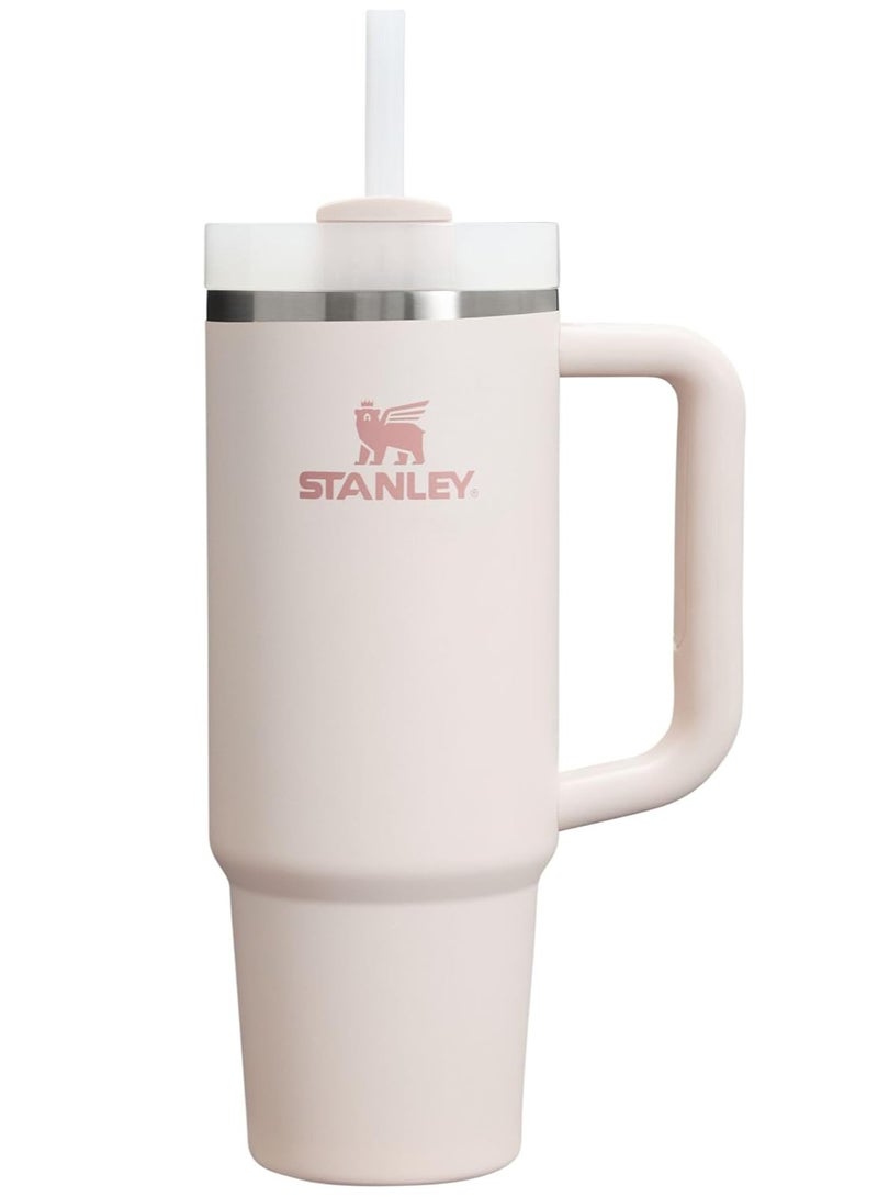 Stanley Quencher H2.0 FlowState Stainless Steel Vacuum Insulated Tumbler with Lid and Straw for Water, Iced Tea or Coffee, Smoothie and More, Rose Quartz, 40 oz