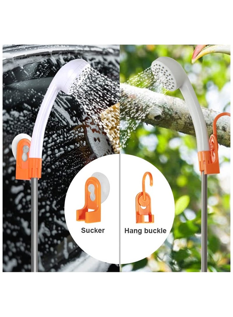 Portable Outdoor Shower, 4400mA Detachable Battery, USB Charging, LED Lighting, Battery Campsite Shower, Self Suction Water Pump, for Camping, Hiking, Traveling