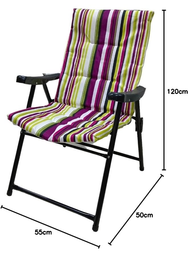 Foldable Camping Chair Cusion | Beach Chair Lightweight | Alsaqer Camping Chair With Cusion | Beach Chair | Heavy Picnic Chair | Travel Chair | Outdoor Chair | Arabic Sadu Chair