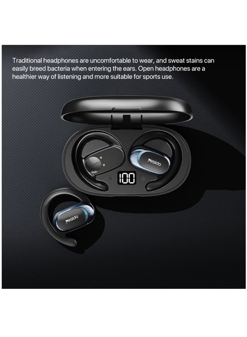 Yesido YSP13 Air Conduction Bluetooth Ear Hook Earphone Wireless HiFi Music Sport Headset - Black