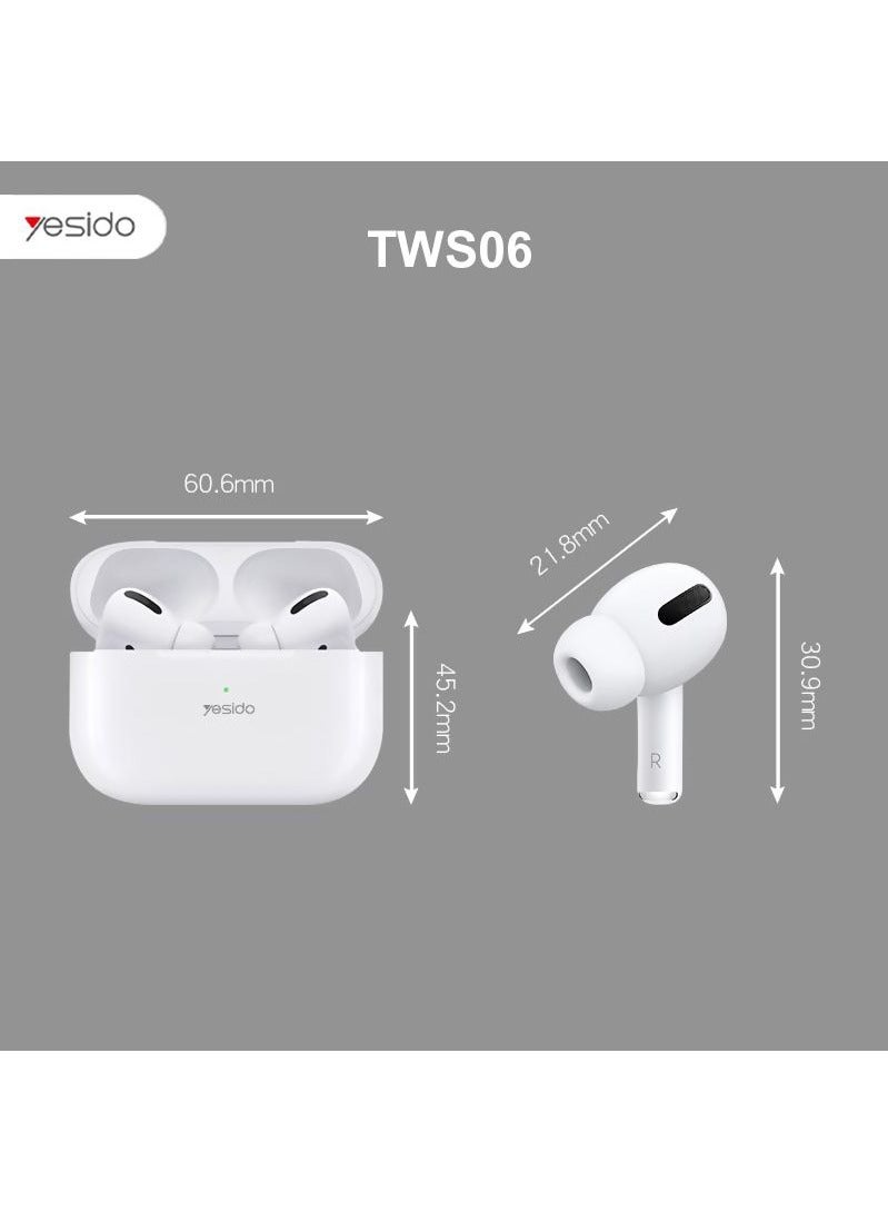 Yesido TWS06 Earbuds Pro Bluetooth 5.0 Wireless Earphone  Enhanced Sound Quality - White