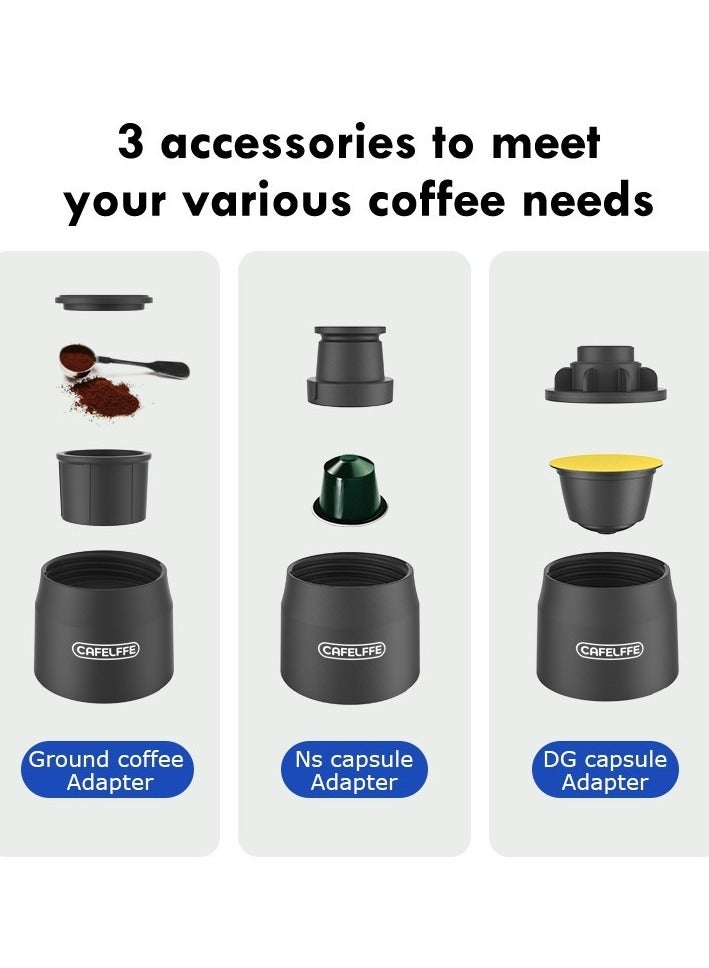 3-in-1 Portable Espresso Maker | Manual Capsule Coffee Machine for Camping, Business, Hiking, and Office