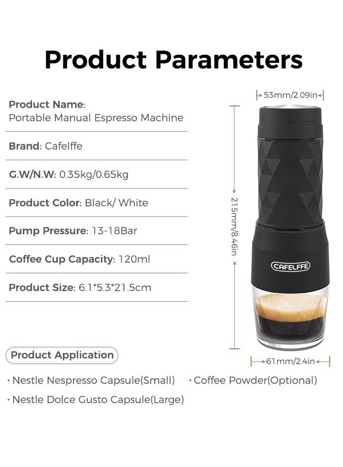 3-in-1 Portable Espresso Maker | Manual Capsule Coffee Machine for Camping, Business, Hiking, and Office