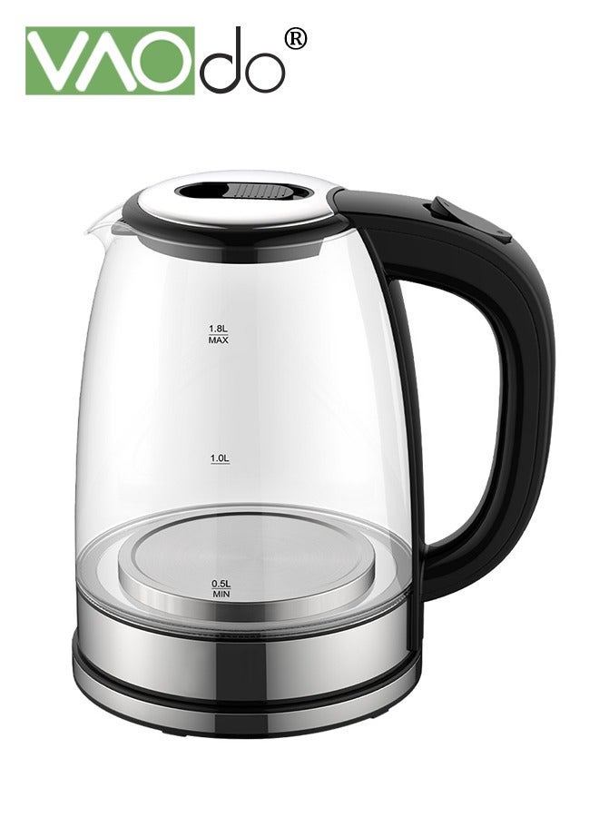 1.8L Electric Kettle 1500W Hot Water Boiler Auto Shut Off and Boil-Dry Protection High Borosilicate Glass BPA Free Fast Boil Electric Water Kettle