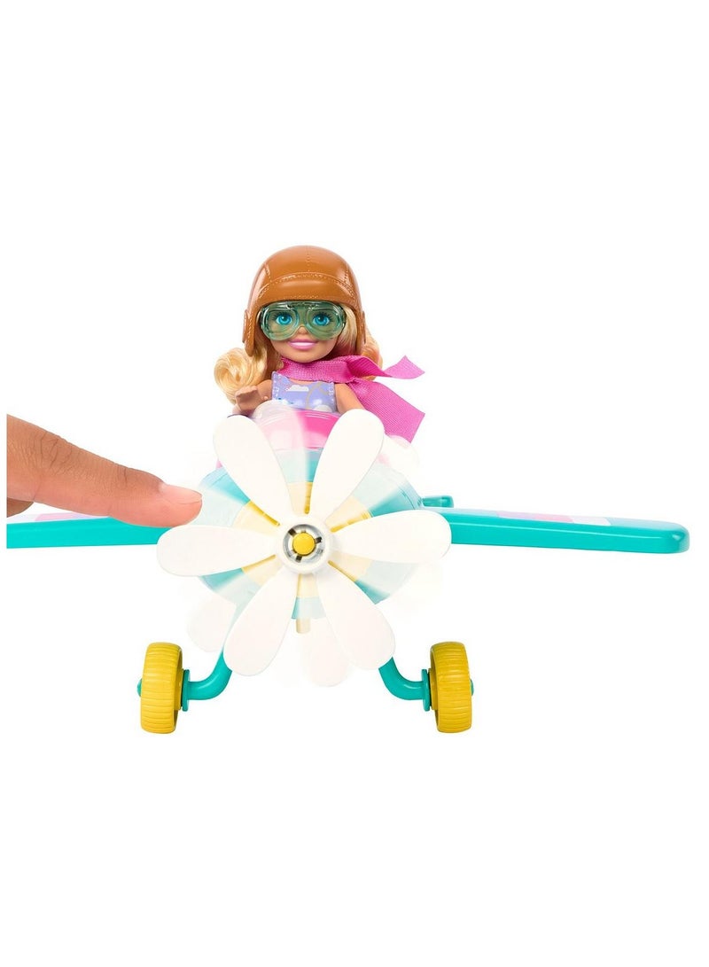 Chelsea Plane Doll & Playset, 2-Seater Aircraft with Spinning Propellor & 7 Accessories