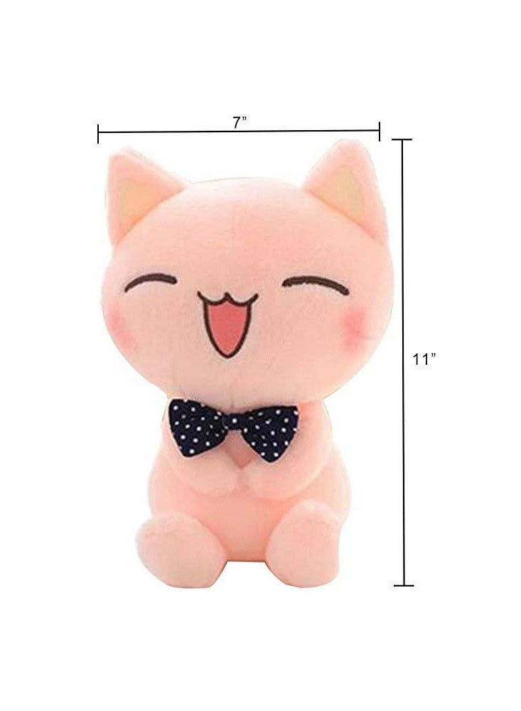 Adorable 11-Inch Pink Cat Plush Toy, Soft Kawaii Stuffed Animal Doll for Kids, Suitable Gift for Cat Lovers