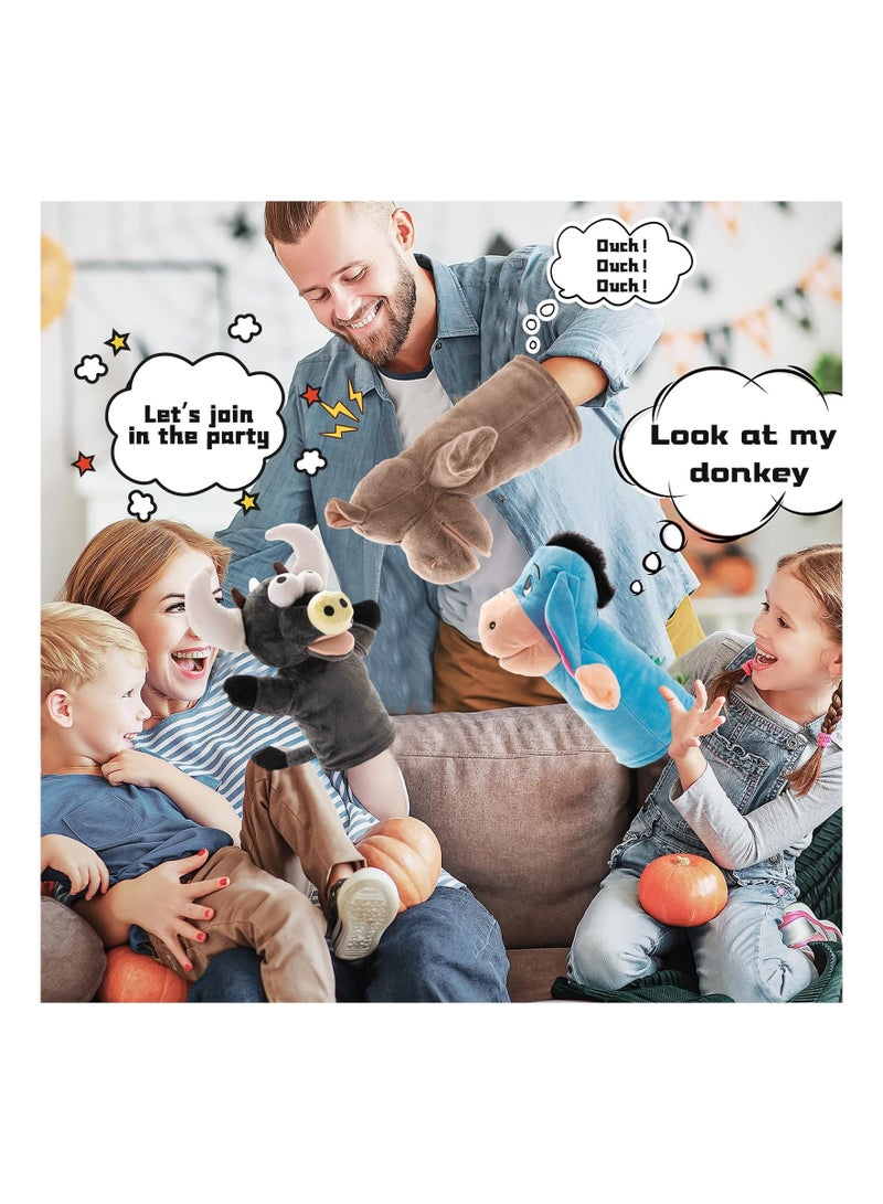 3-Pack 9.5-Inch Soft Plush Animal Hand Puppets for Kids - Ideal for Storytelling, Teaching, Role-Play, and Educational Fun for Toddlers, Boys, and Girls. Perfect Preschool Toy!