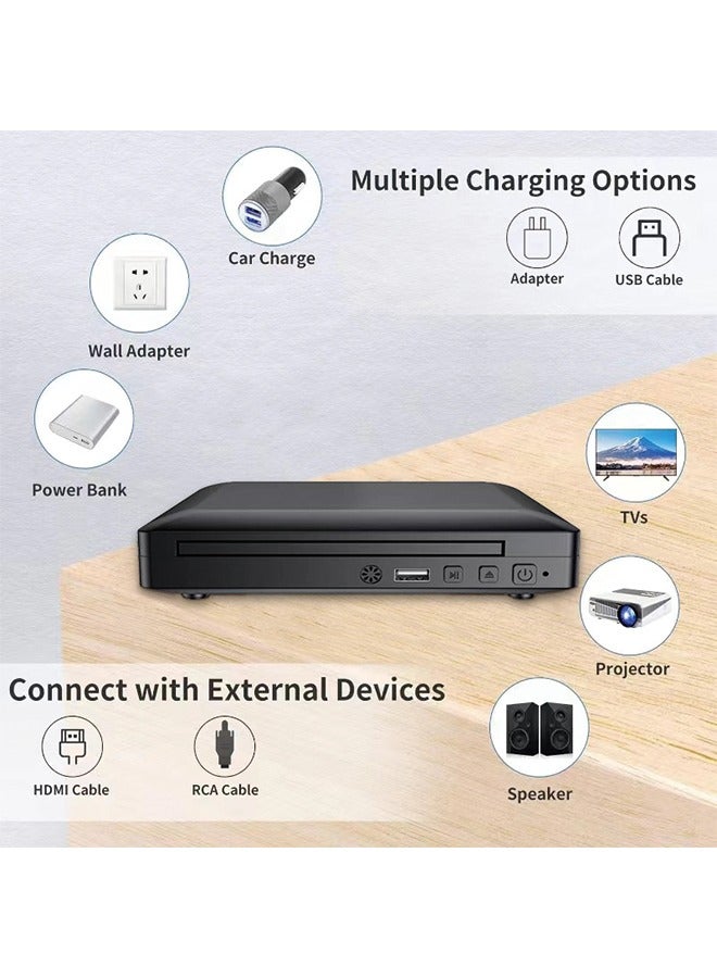 Mini HD DVD Player, CD Players for Home, DVD Players for TV, HDMI and RCA Cable Included, Up-Convert to HD 1080p, All Region, Breakpoint Memory, Built-in PAL/NTSC, USB 2.0