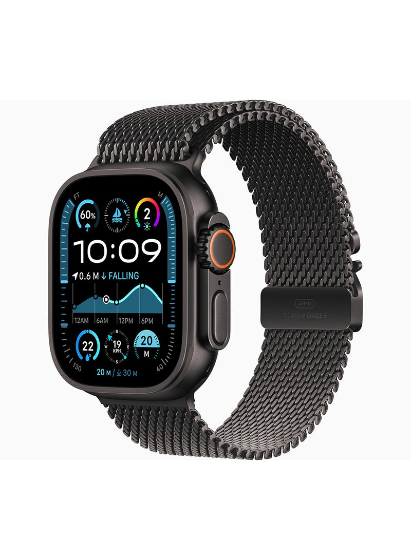 Watch Ultra 2 (2024) GPS + Cellular 49mm Black Titanium Case With Black Titanium Milanese Loop - M