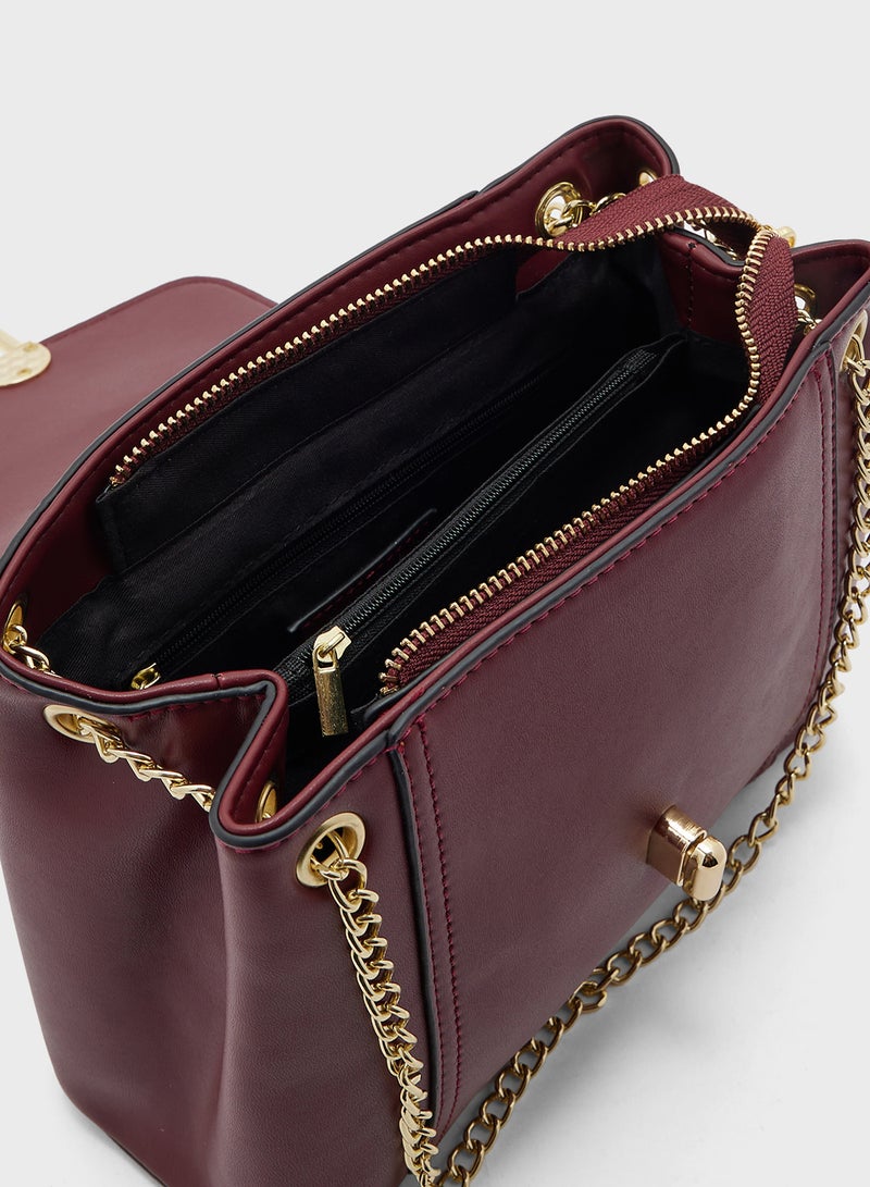 Chain Detail Satchel Bag