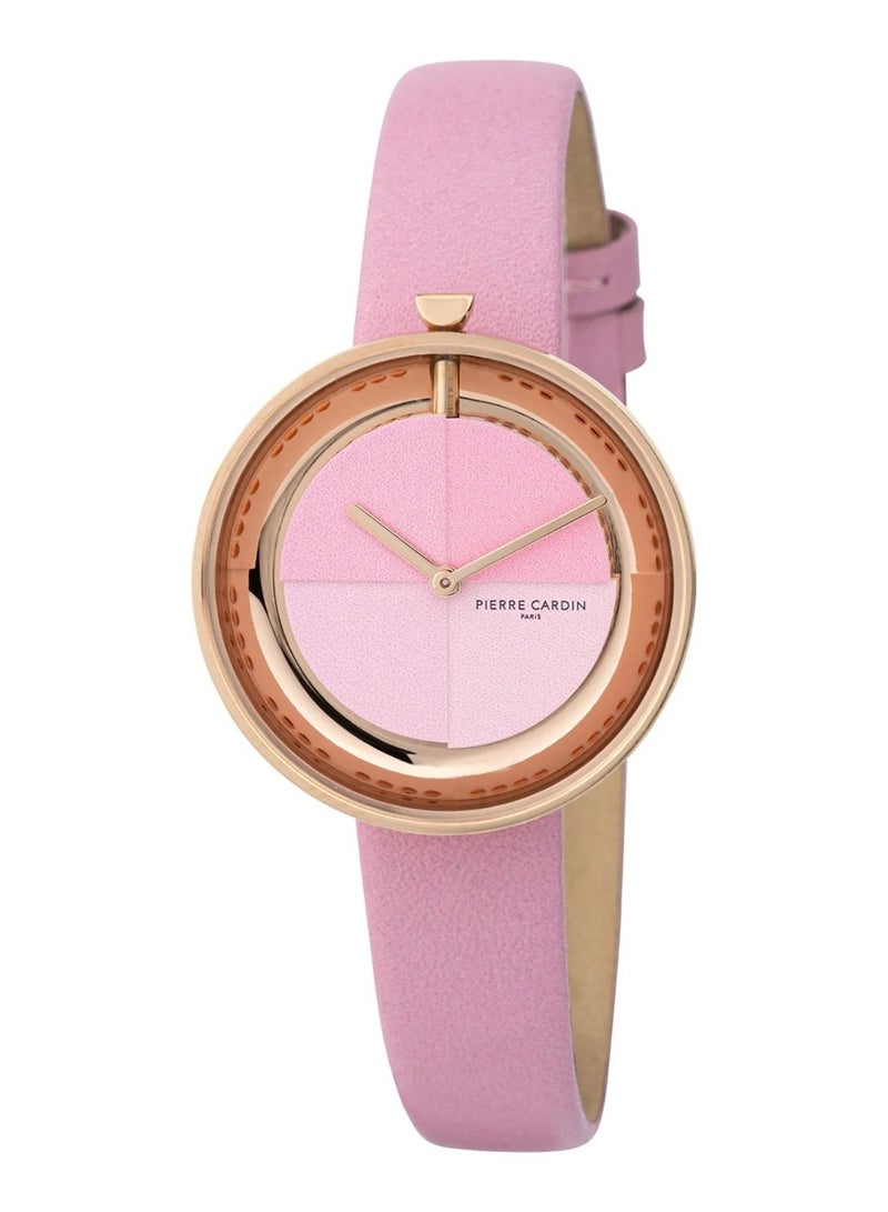 Pierre Cardin Stainless Steel Analog Women's Watch With Pink Leather Band CMA.0004