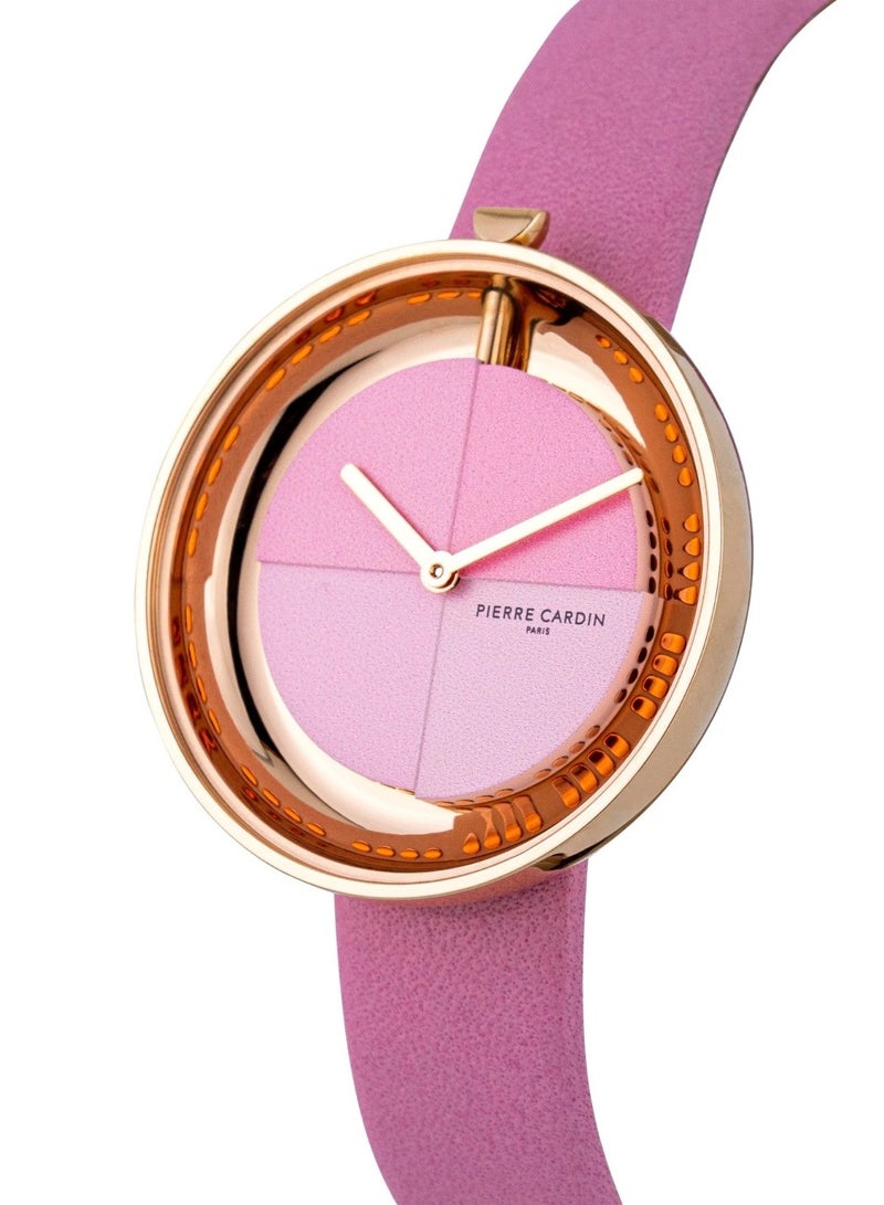 Pierre Cardin Stainless Steel Analog Women's Watch With Pink Leather Band CMA.0004