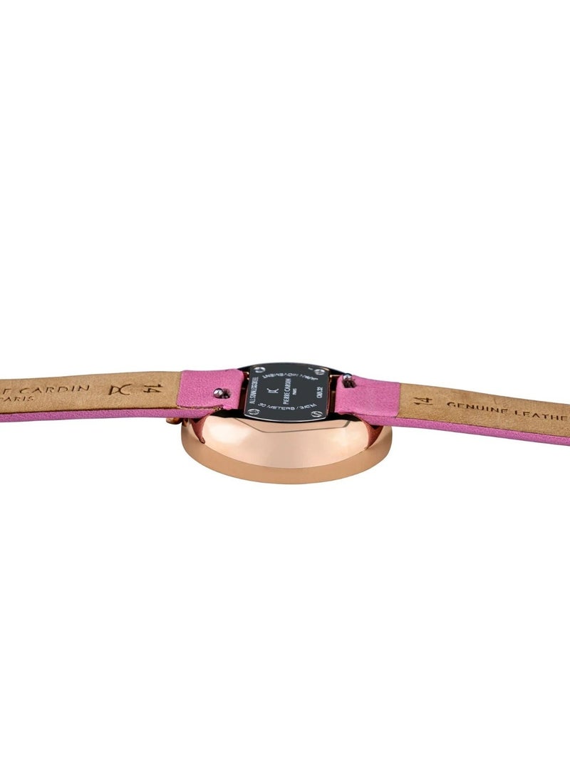 Pierre Cardin Stainless Steel Analog Women's Watch With Pink Leather Band CMA.0004