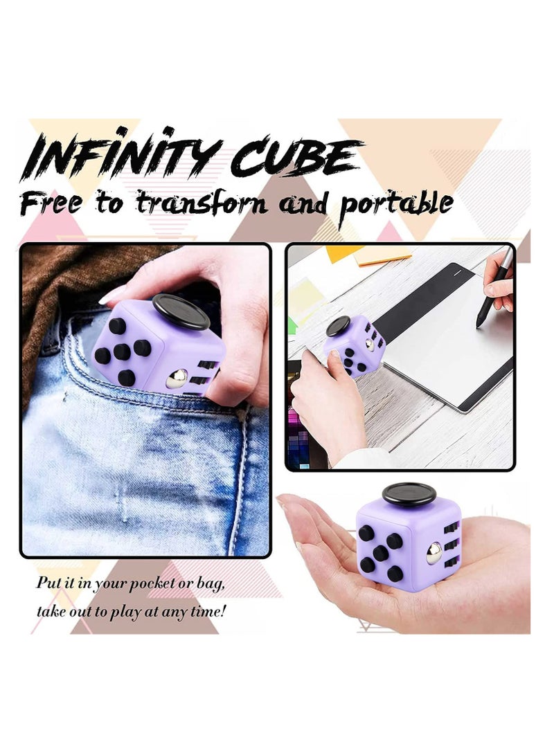 4 Pack Stress Relief Fidget Cube Toys Ideal For All Ages Office Classroom Fun Gift White Pink Purple Blue