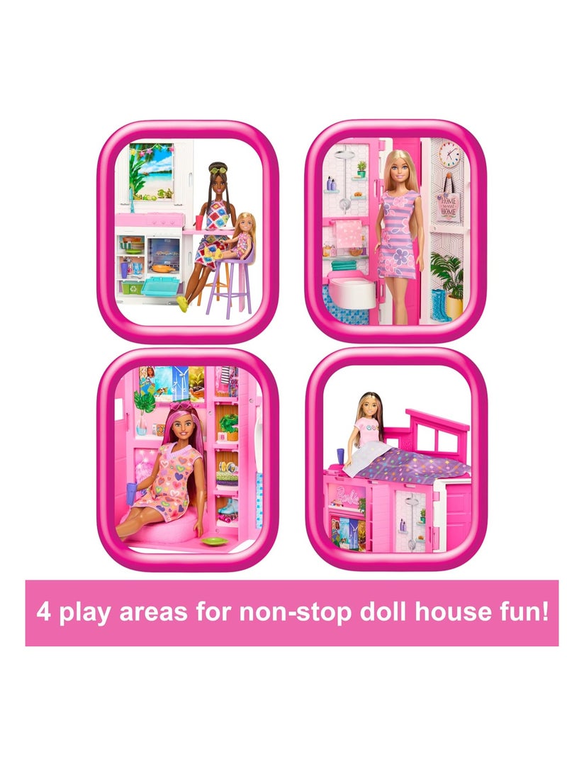 Getaway House, Doll House Playset with 4 Play Areas and 11 Decor Accessories