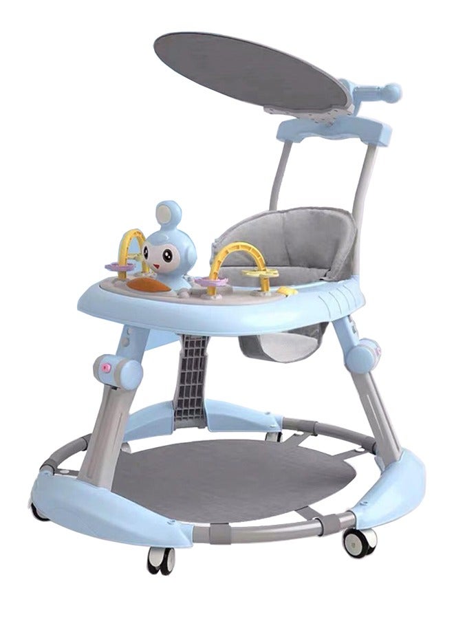 3 In 1 Foldable Baby Walkers With Adjustable Height, Activity Center Toys Tray With Music