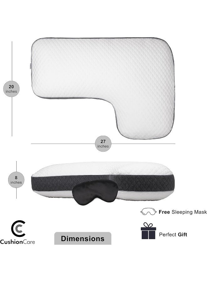 L Shaped Pillow Side Sleeper Pillow for Neck and Shoulder Pain Relief – Adjustable Shredded Memory Foam - Cervical Shoulder Pillow for Back Sleepers - Boomerang Pillows Orthopedic Contour for Sleeping