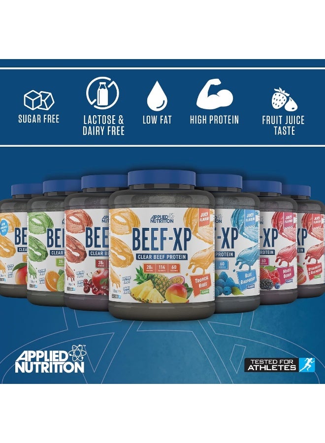 Beef Xp Clear Hydrolysed Beef Protein Isolate Fruit Juice Style Dairy Free Beef Protein Powder Lactose 1.8Kg 60 Servings Blue Raspberry