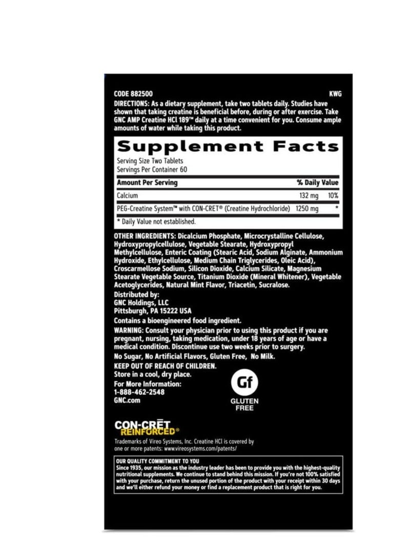 GNC AMP HCl 189, 120 Tablets