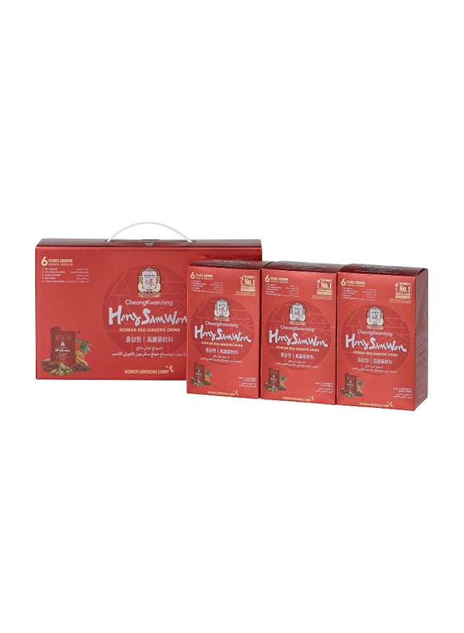 Korean Red Ginseng Drink Set Of 3 Boxes 10 Pouches Per Box 1500 Ml Caffeinefree Energizing Wellness Drink