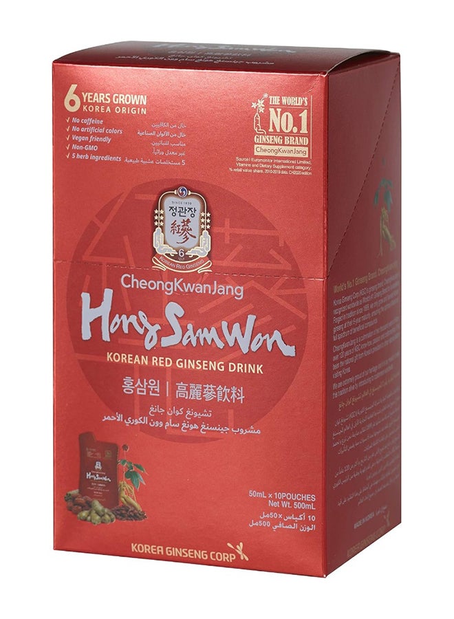 Korean Red Ginseng Drink Set Of 3 Boxes 10 Pouches Per Box 1500 Ml Caffeinefree Energizing Wellness Drink