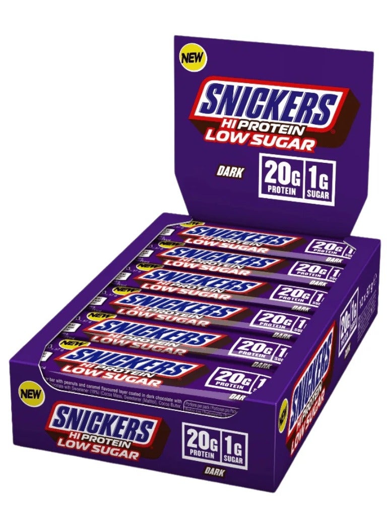 New Snickers Hi Protein Low Sugar Dark 57g Pack of 12