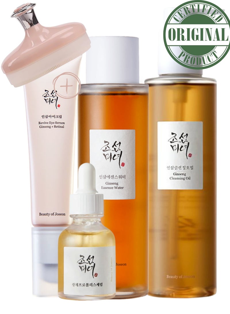 Rejuvenate and Renew Ginseng Powered Pack & Face Scrubber - Ginseng Cleansing Oil - Ginseng Essence Water - Glow Serum Revive - Eye Serum Ginseng Retinal 360ml