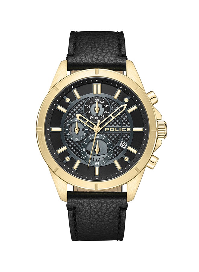 Men's Burbank Matt Black Dial Black Leather Strap Gents Chronograph Watch With Stainless Steel Case