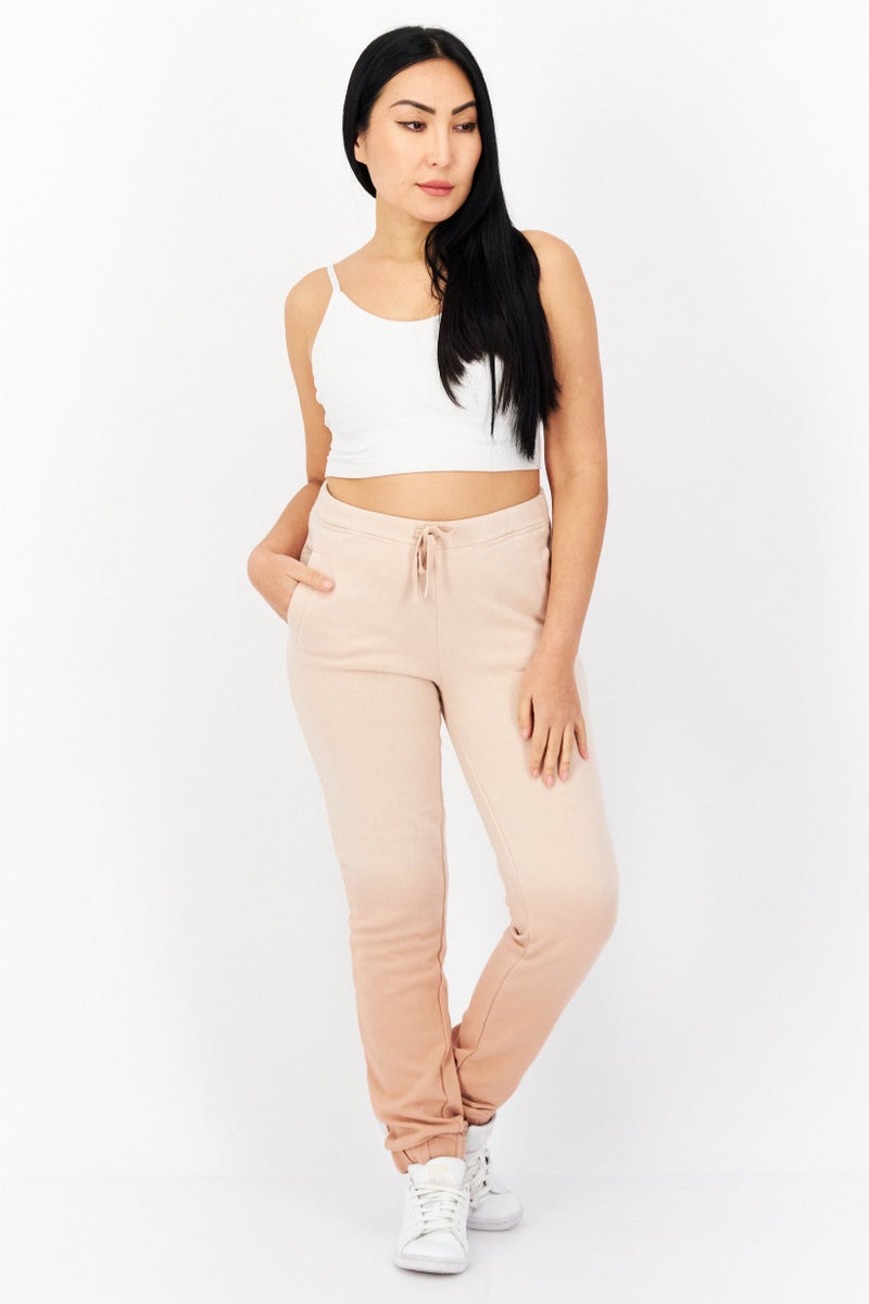 Women Regular Fit Plain Sweatspants, Tan