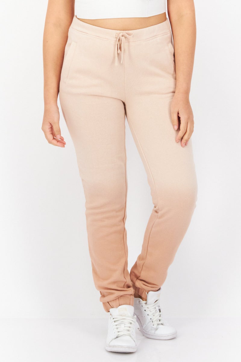 Women Regular Fit Plain Sweatspants, Tan