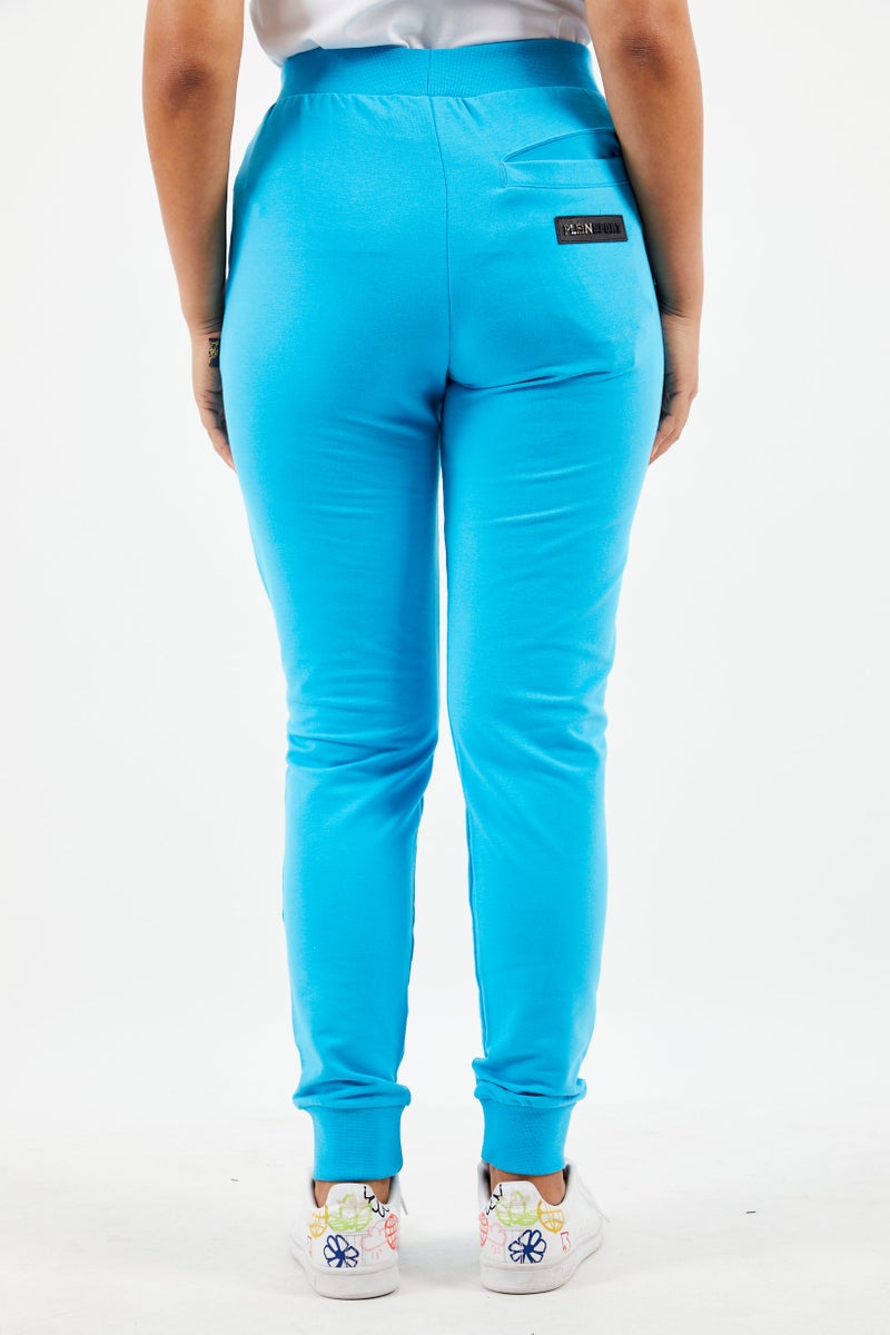 Women Sportswear Fit Brand Logo Training Pants, Light Blue