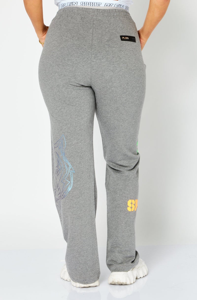 Women Sportswear Fit Brand Logo Training Pants, Grey Combo